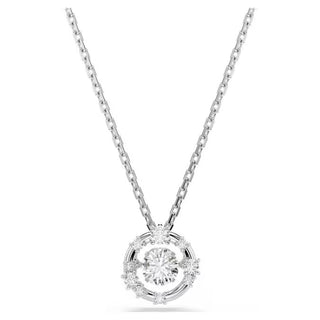 Swarovski Constella pendant Round cut, Dancing stone, White, Rhodium plated 5738247