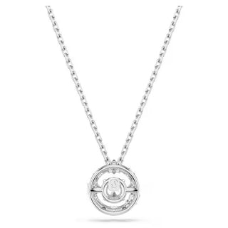 Swarovski Constella pendant Round cut, Dancing stone, White, Rhodium plated 5738247