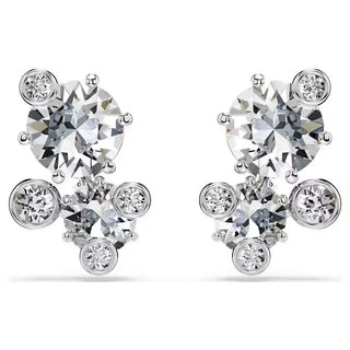 Constella stud earrings, Round cut, White, Rhodium plated 5732253