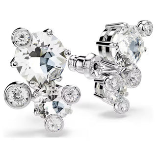 Constella stud earrings, Round cut, White, Rhodium plated 5732253