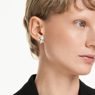 Constella stud earrings, Round cut, White, Rhodium plated 5732253