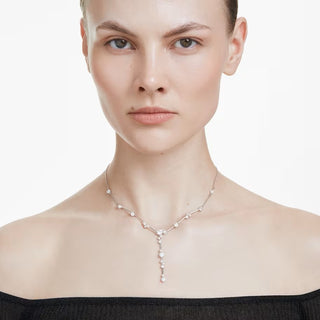 Swarovski - Constella Y necklace, Crystal pearl, Round cuts, White, Rhodium plated 5711830