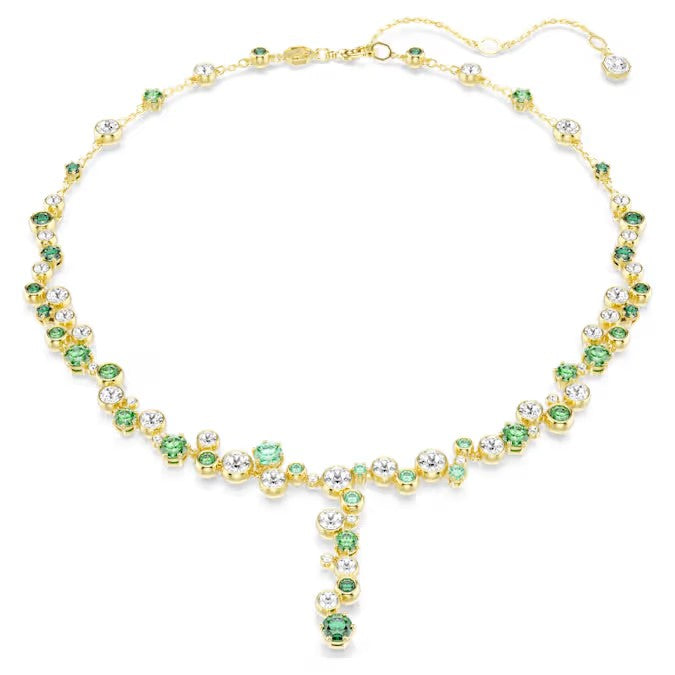 Swarovski Constella Y necklace Mixed cuts, Green, Gold-tone plated 5722474