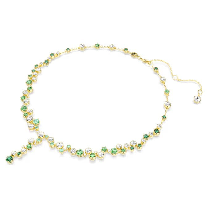 Swarovski Constella Y necklace Mixed cuts, Green, Gold-tone plated 5722474