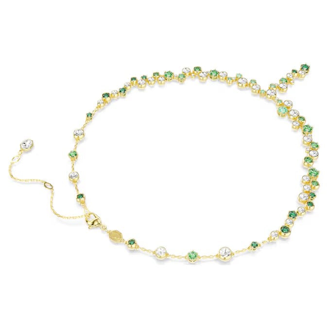 Swarovski Constella Y necklace Mixed cuts, Green, Gold-tone plated 5722474