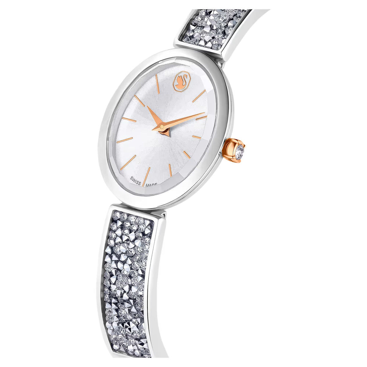 Swarovski Crystal Rock Oval watch, Swiss Made, Crystal bracelet, White, Stainless steel 5656878