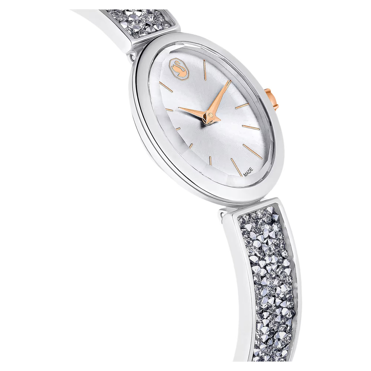 Swarovski Crystal Rock Oval watch, Swiss Made, Crystal bracelet, White, Stainless steel 5656878