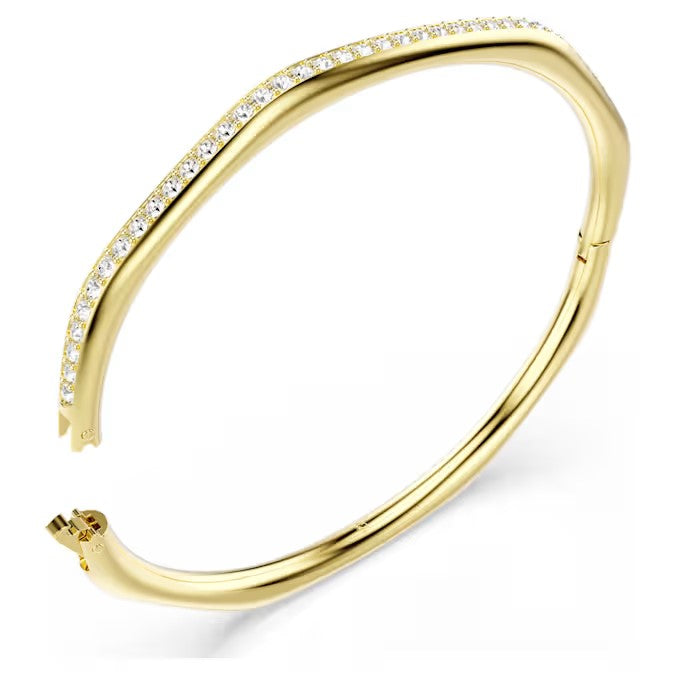 Swarovski Dextera bangle Octagon shape, Round cut, White, Gold-tone plated 5724581