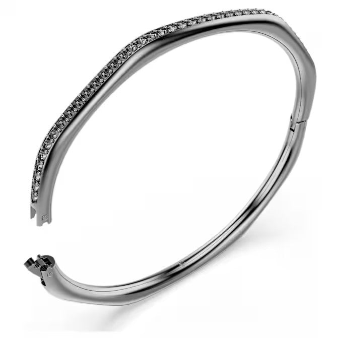 Swarovski Dextera bangle Octagon shape, Round cut, White, Ruthenium plated 5724606