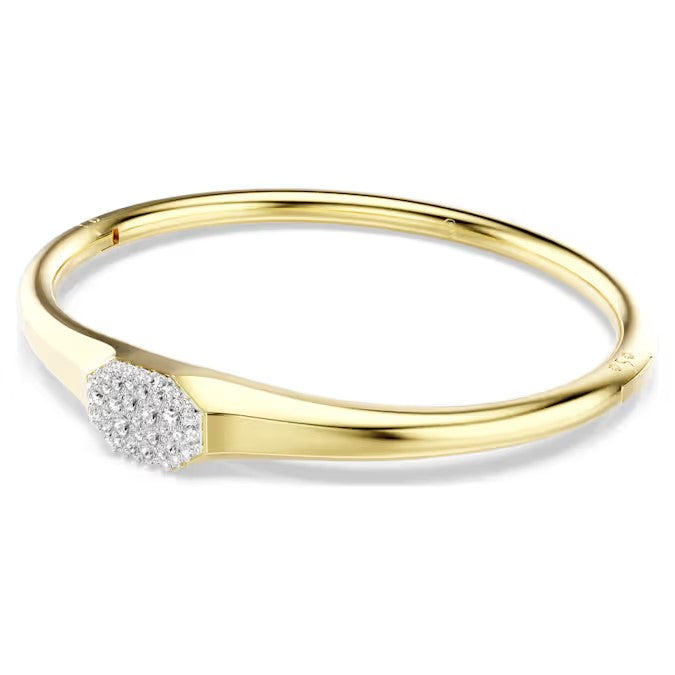Swarovski Dextera bangle, Round cut, White, Gold-tone plated 5724597