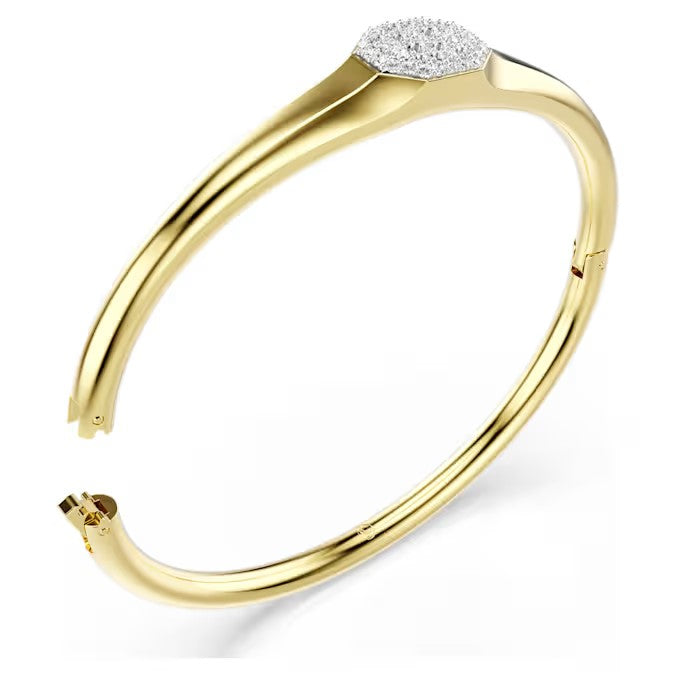 Swarovski Dextera bangle, Round cut, White, Gold-tone plated 5724597