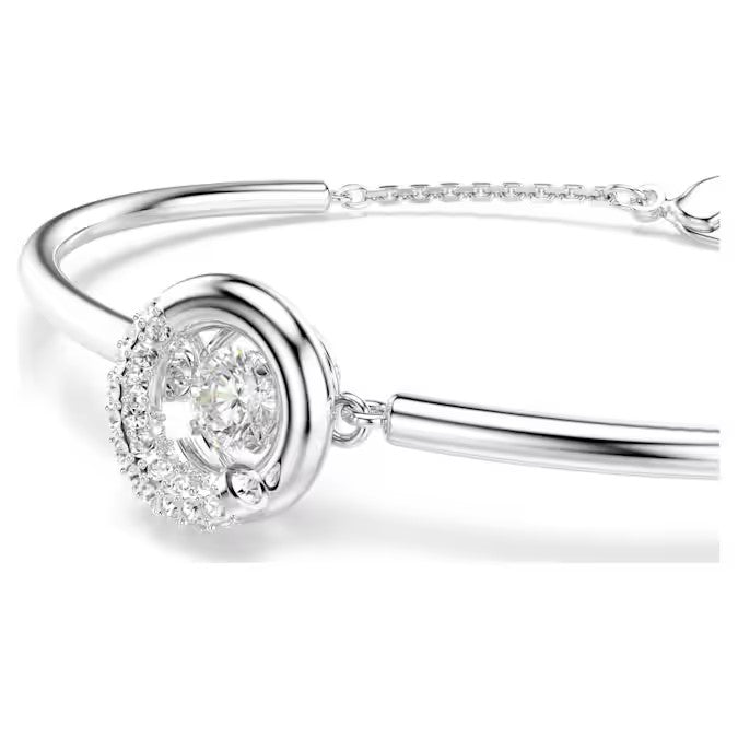 Swarovski Dextera bangle Round cut, White, Rhodium plated 5733399