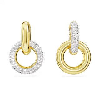 Pendientes de aro Swarovski Dextera, anilla entrelazada, blanco, baño tono oro 5668818 
