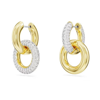 Pendientes de aro Swarovski Dextera, anilla entrelazada, blanco, baño tono oro 5668818 