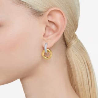 Pendientes de aro Swarovski Dextera, anilla entrelazada, blanco, baño tono oro 5668818 