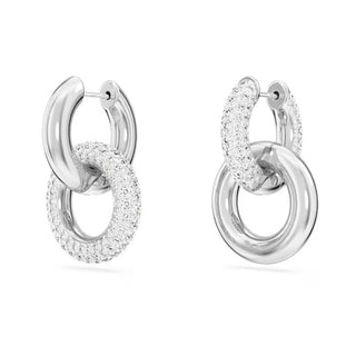 Pendientes de aro Swarovski Dextera, anilla entrelazada, blanco, baño de rodio 5671807 