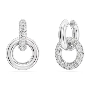 Pendientes de aro Swarovski Dextera, anilla entrelazada, blanco, baño de rodio 5671807 