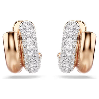 Swarovski Dextera hoop earrings, Round cut, Mini, White, Rose gold-tone plated 5738198