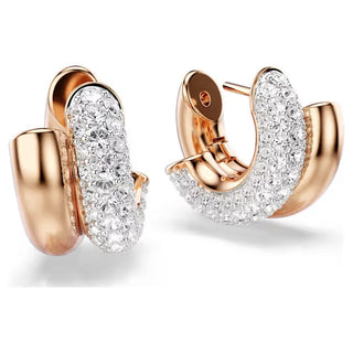 Swarovski Dextera hoop earrings, Round cut, Mini, White, Rose gold-tone plated 5738198