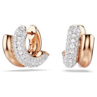 Swarovski Dextera hoop earrings, Round cut, Mini, White, Rose gold-tone plated 5738198