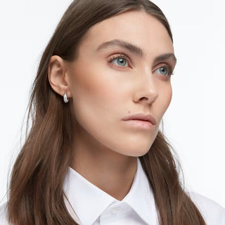 Swarovski Dextera hoop earrings, Small, White, Rhodium plated - 5618306