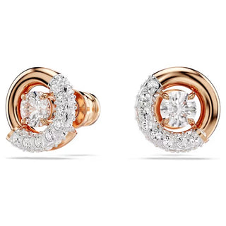 Swarovski - Dextera stud earrings, Round cut, White, Rose gold-tone plated - 5692258