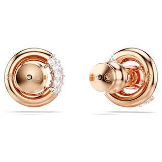 Swarovski - Dextera stud earrings, Round cut, White, Rose gold-tone plated - 5692258