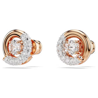 Swarovski - Dextera stud earrings, Round cut, White, Rose gold-tone plated - 5692258