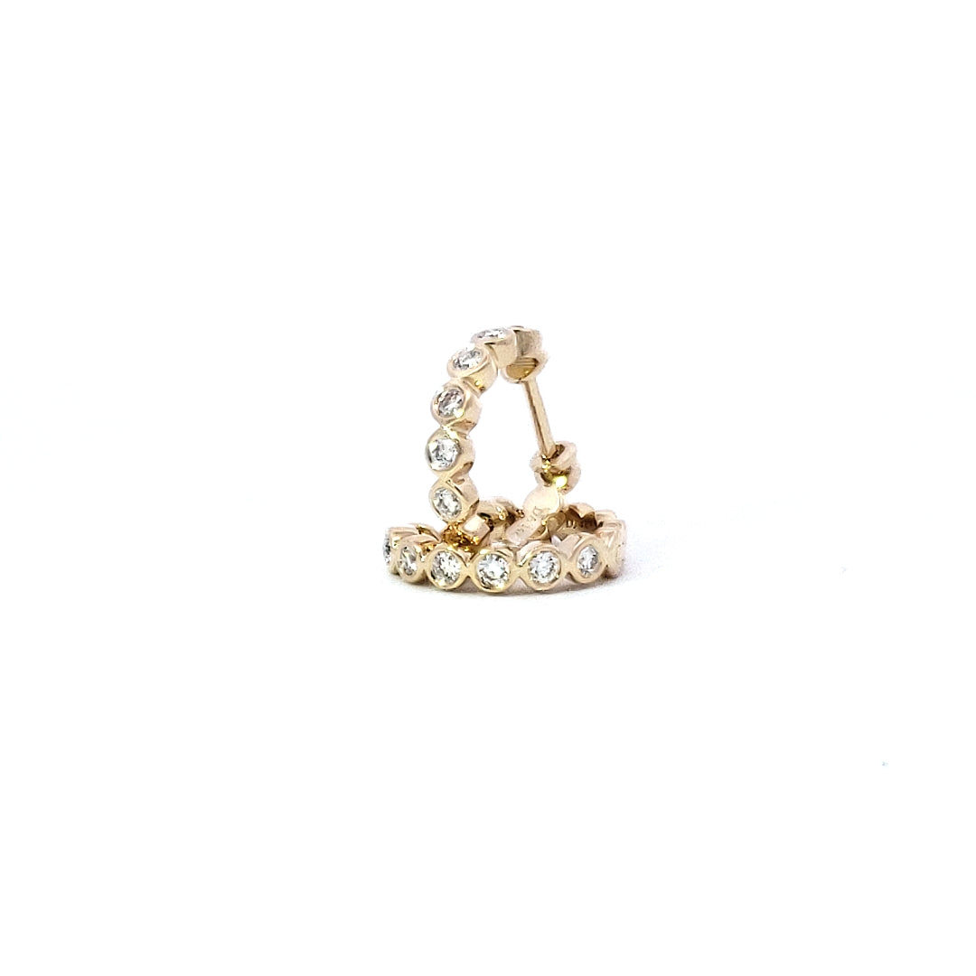 14K Yellow Gold 0.19cttw Diamond Hoop / Huggie Earrings