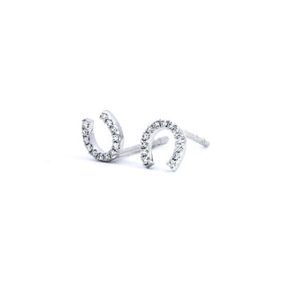 14K White Gold 0.06 cttw Diamond Horseshoe Earrings