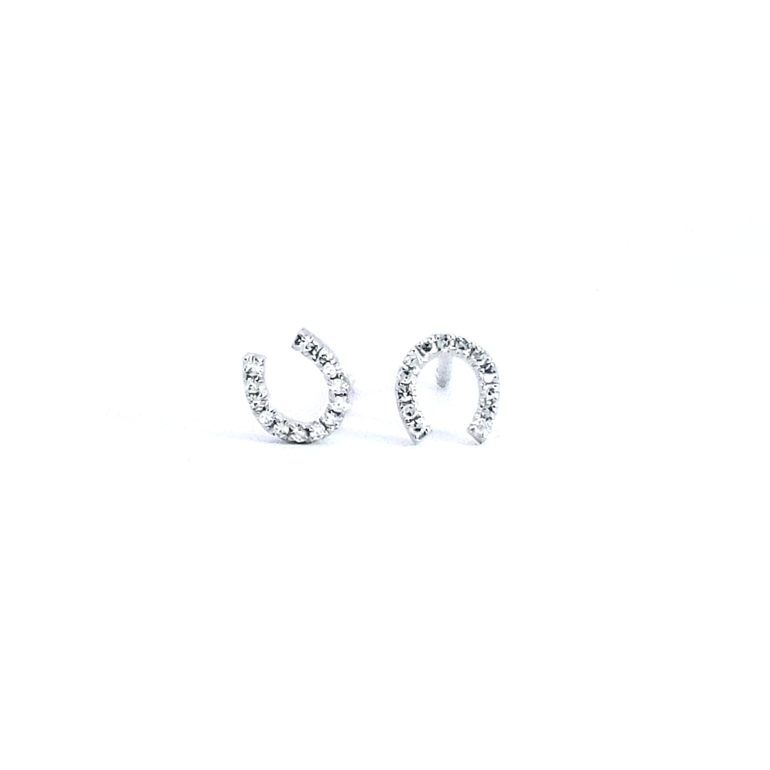 14K White Gold 0.06 cttw Diamond Horseshoe Earrings