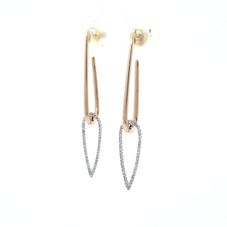 Aretes de diamantes de 0,28 quilates en oro amarillo y blanco de 14 quilates