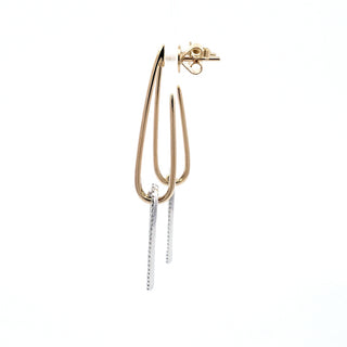 Aretes de diamantes de 0,28 quilates en oro amarillo y blanco de 14 quilates