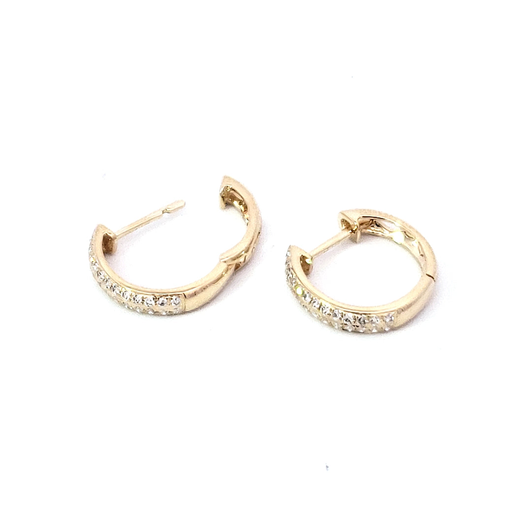 14K Yellow Gold 0.17 cttw Diamond Hoop Earrings