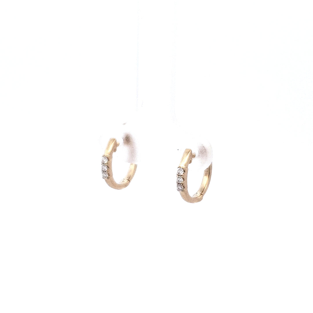 14K Yellow Gold 0.08 cttw Diamond Hoop Earrings