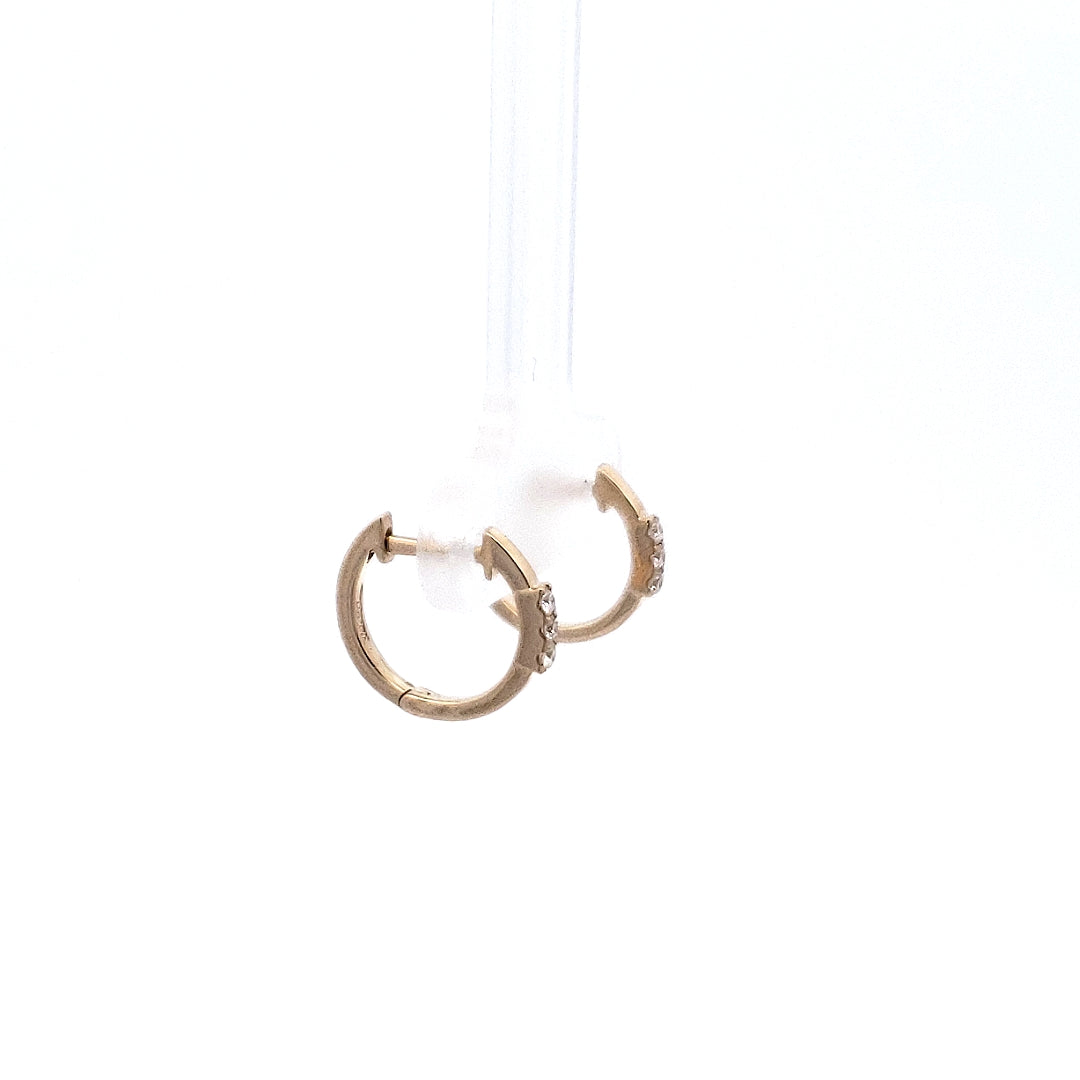 14K Yellow Gold 0.08 cttw Diamond Hoop Earrings
