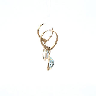 14K Yellow Gold Diamond and Aquamarine Earrings