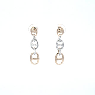 Pendiente colgante de oro amarillo de 14 quilates con diamantes de 0,21 quilates