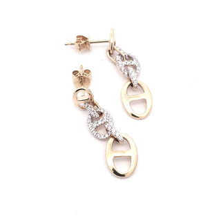 Pendiente colgante de oro amarillo de 14 quilates con diamantes de 0,21 quilates