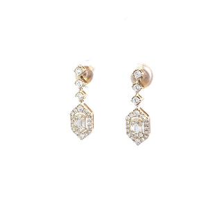 Aretes de diamantes de 0,73 quilates en oro amarillo de 14 quilates
