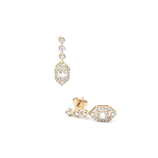Aretes de diamantes de 0,73 quilates en oro amarillo de 14 quilates