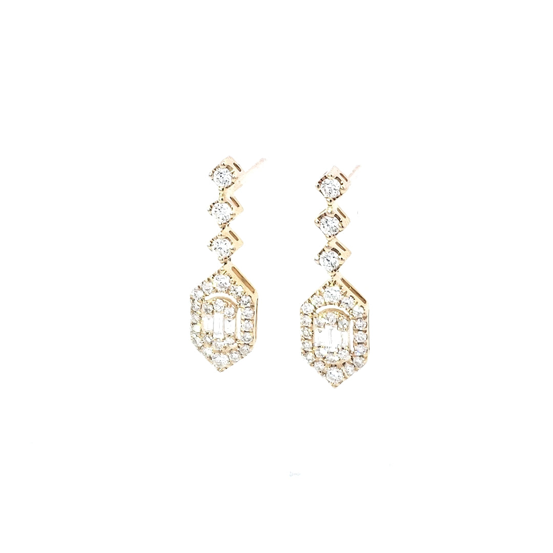 14K Yellow Gold 0.73 cttw Diamond Earrings