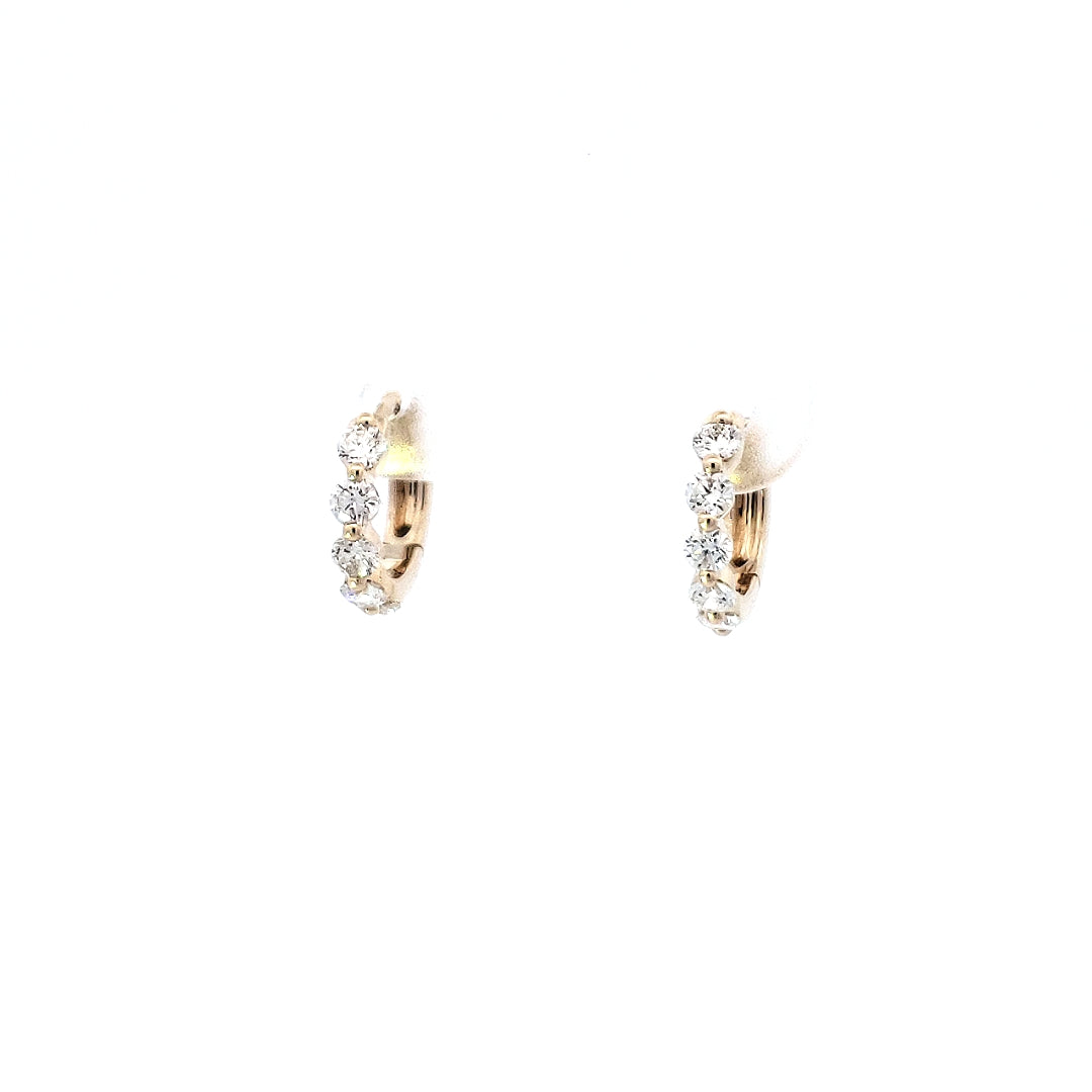 14K Yellow Gold 0.49 cttw Diamond Hoop Earrings
