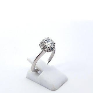 14K White Gold 1.90 cttw Lab Grown Diamond Solitare with Halo