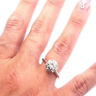 14K White Gold 1.90 cttw Lab Grown Diamond Solitare with Halo