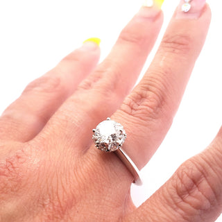 14K White Gold 1.90 cttw Lab Grown Diamond Solitare with Halo