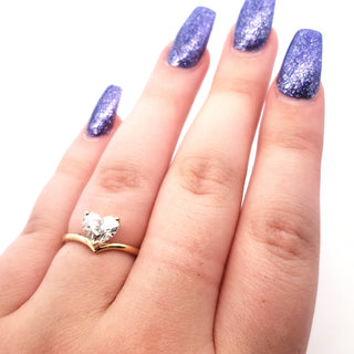 Solitario de diamante en forma de corazón cultivado en laboratorio de oro amarillo de 14 quilates de 1,50 quilates
