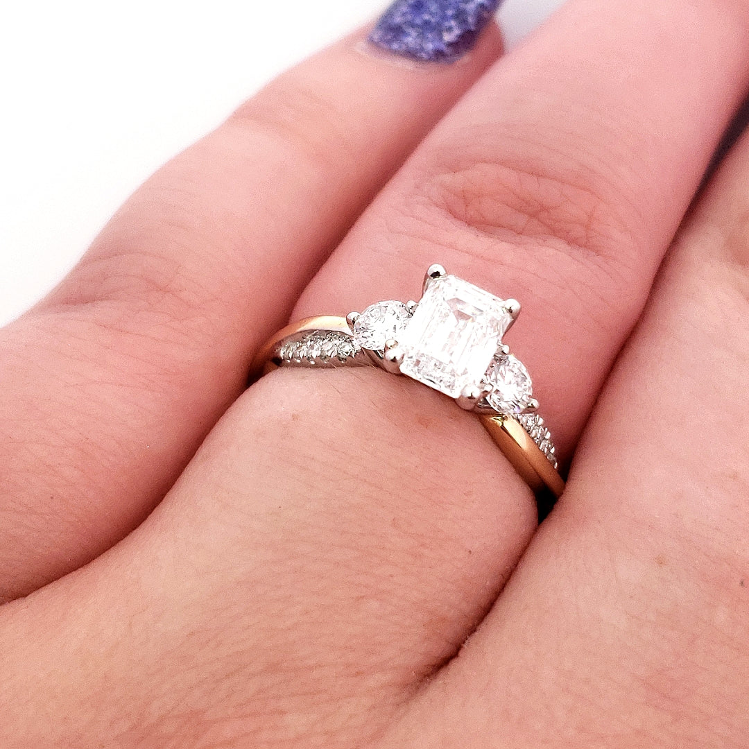 14K Yellow and White Gold 1.50 cttw Lab Grown Diamond Engagement Ring