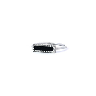 14K White Gold 0.24 Onyx & 0.06 cttw Diamond Ring