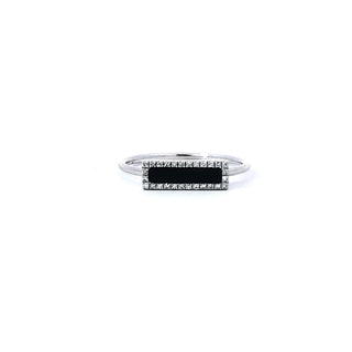 14K White Gold 0.24 Onyx & 0.06 cttw Diamond Ring